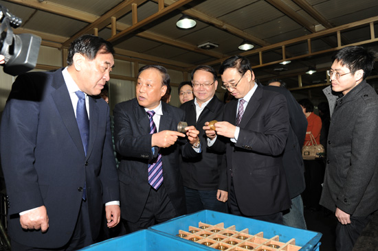 中国纺织工业联合会王天凯会长、高勇副会长、徐文英副会长视察同和公司，并与崔桂生董事长亲切交流
